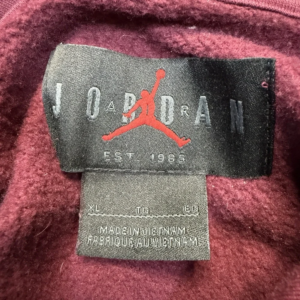 Jordan Flight Hoodie Men's XL Burgundy Fleece Jumpman Sweatshirt Pullover